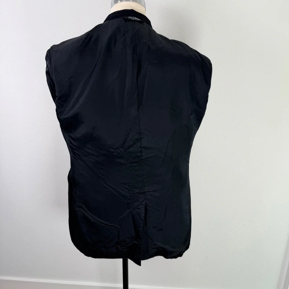 Jos A Bank Mens 46L Corduroy Blazer Sport Coat Black Wool Silk Blend 2 Button